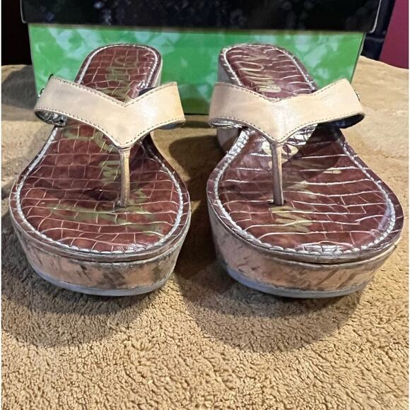 SAM Edelman Romy Cork and Leather Wedge/Platform Sandals size 7.5 - Picture 5 of 12